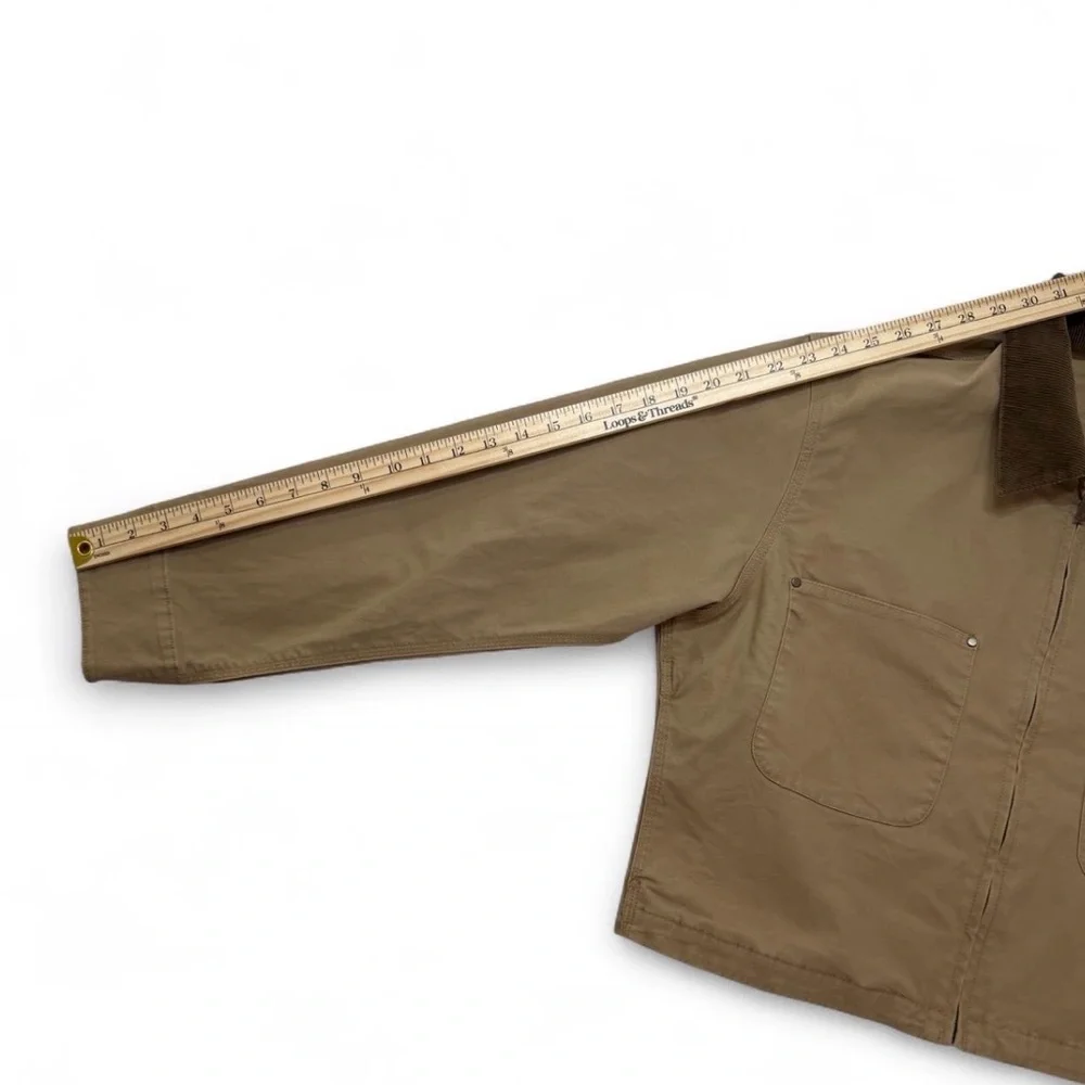 Women’s Uniqlo Zip-Up Short Jacket with Corduroy Collar Large Pockets Boxy Fit L - Picture 7 of 8